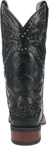 Laredo Womens Eternity Studded Glitter Square Toe Casual Boots Mid Calf Low Heel 1-2" - Black in Saudi Arabia