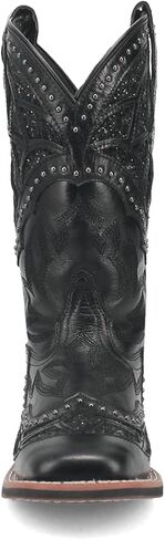 Laredo Womens Eternity Studded Glitter Square Toe Casual Boots Mid Calf Low Heel 1-2" - Black in Saudi Arabia
