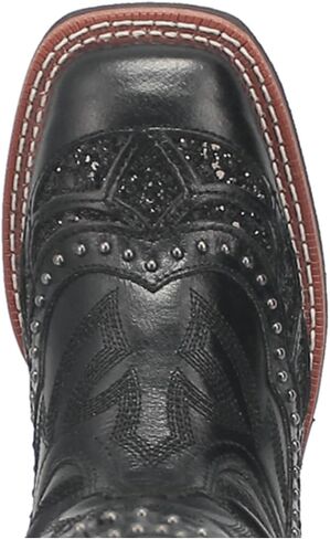Laredo Womens Eternity Studded Glitter Square Toe Casual Boots Mid Calf Low Heel 1-2" - Black in Saudi Arabia