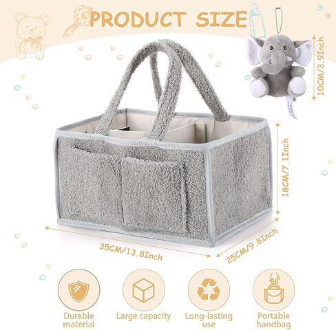 2 Pcs Large Baby Diaper Caddy Organizers Nursery Diaper Storage Bin with Handle Doll Ornament Portable Baby Basket for Changing Table Shower Favor Car New Mom 13. 8" x 9. 8" x 7. 1"(Pink) in Saudi Arabia
