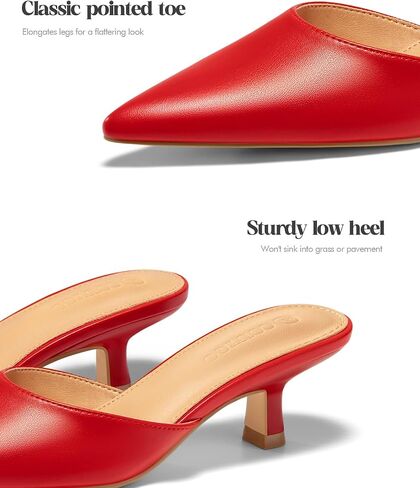 Coutgo Womens Kitten Low Heels Mules Closed Pointed Toe Pumps Slip On Backless Dress Shoes in Saudi Arabia