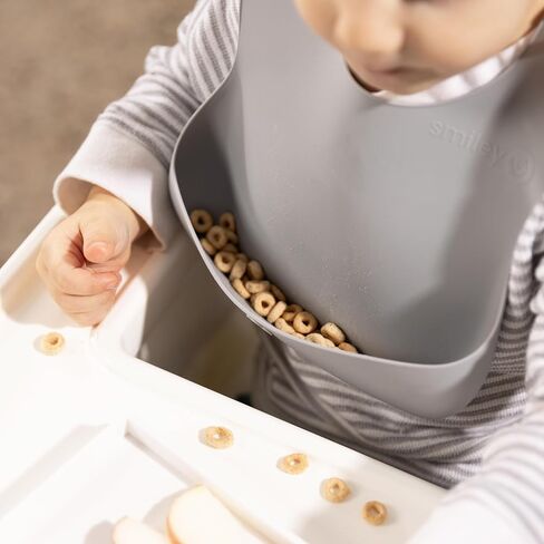 Smileytot Silicone Baby Bib | BPA مجاني متين الماسك الماسك الماسك للأطفال والأطفال الصغار. مقاومة للماء وقابلة للتعديل. in Saudi Arabia