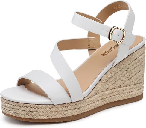 TEMOFON Wedge Sandals for Women Platform: Comfortable Espadrille Wedge | 3.5 Inch Dressy Summer Wedge Heels, Adjustable Ankle Strap Buckle, Comfort Foam Insole Non-Slip Outsole for Casual, Work in Saudi Arabia