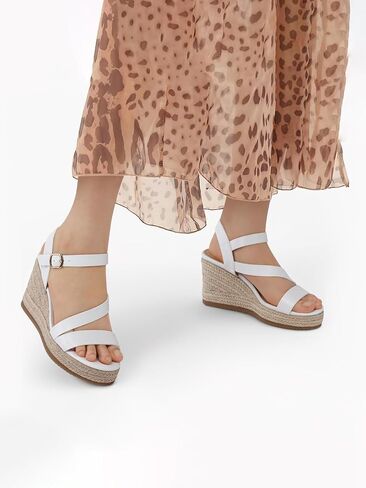 TEMOFON Wedge Sandals for Women Platform: Comfortable Espadrille Wedge | 3.5 Inch Dressy Summer Wedge Heels, Adjustable Ankle Strap Buckle, Comfort Foam Insole Non-Slip Outsole for Casual, Work in Saudi Arabia