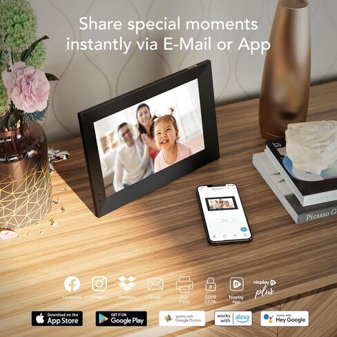 Nixplay 10.1 inch Smart Digital Photo Frame with WiFi (W10J) - Wood Effect - Share Photos and Videos Instantly in Saudi Arabia