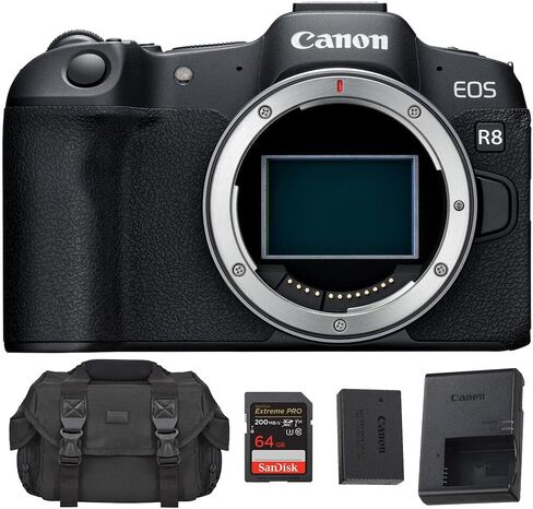Canon EOS R8 Camera Body مع بطاقة ذاكرة 64 جيجابايت + كيس كاميرا in Kuwait
