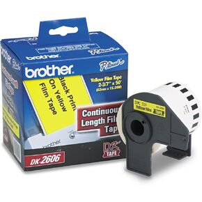 Brother DK2606 شريط ملصق فيلم مستمر ، 2-3/7 بوصة × 50 قدم ، أصفر