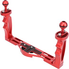 aqxreight All Metal Dual Handheld Hand Grip Diving Flashlight Bracket Underwater Sports Camera Holder Stabilizer Red (Red)