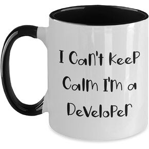 Funny I Can't Keep Calm I'm A Developer Two Tone Ceramic Coffee Mug Gifts for Developer's Birthday from Friends