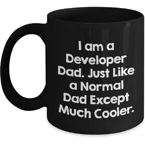 Developer Dad Black Coffee Mug, Funny Gift for Birthday, Microwave and Dishwasher Safe, 11oz or 15oz Capacity, Perfect for Developer Gifts