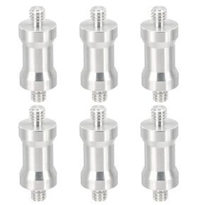 PATIKIL Camera Spigot Screws Converter 1/4" to 1/4" Male to Male, 6 Pack Tripod Screw Adapter Spigot Stud for Light Stand Hot Shoe Cold Shoe Adapter Ball Head Flash, Silver