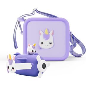 Kidamento Camera Silicone Bag Bundle - Digital Camera for Children and Camera Case - Model V Iris The Unicorn - Silicone Bag Purple Unicorn