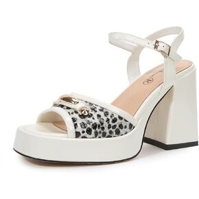 Women's Strappy Wedge Sandals Chunky Heel Squared Toe Patent PU Leather Sexy Party Dress Shoes