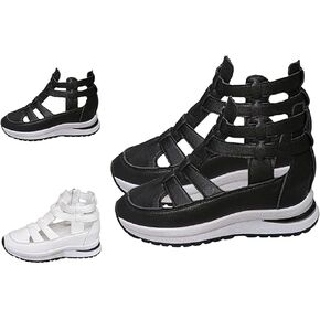 Side Zipper Comfortable Lightweight Wedge Sandals, Leather Closed Toe Comfortable Casual Stylish Sandals