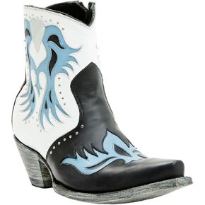 Old Gringo Women's Let Your Heart Western Booties Snip Toe Blue/White 8 1/2 M US