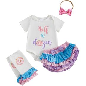 طفلة نصف عيد ميلاد الزي في منتصف الطريق إلى عيد ميلاد واحد رومبير bodysuit tutu skirt دفعة الساق مجموعة