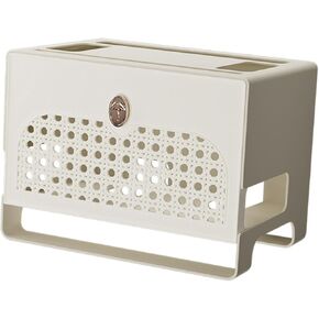 Cable Management Case Desk Cord Organizer Cable Box Shelf, White