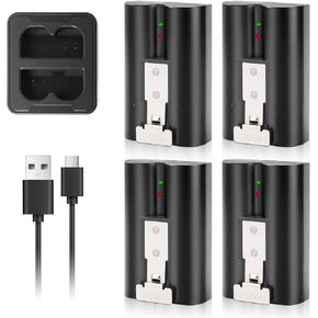4-Pack Replacement Li-ion Battery 3.65V 6040mAh with Charger Station for Ring-Doorbell Camera 2/3/4, Stick Up Cameras and Spotlight Cam for Indoor/Outdoor Use