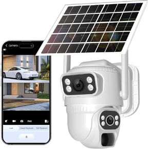 لا توجد كاميرا أمان واي فاي ، 4G LTE Cellular Security Camera Outdoor With Dual Lens 360 ° View ، 2K Colar Cellular Camer Vision ، Pir Motion Sensor ، 2 Way Talk ، IP66 Pracked in SIM (Black-QQ)