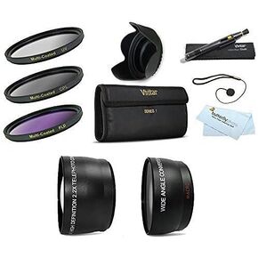 Deluxe All In Lens Kit For CANON VIXIA HF R82, HF R80, HF R800, HF R700, HF R72, HF R70 Camcorder Includes HD .43x Wide Angle Lens + 2.2x Telephoto Lens + 3 Piece Filter Kit (UV, CPL, FLD) + Much More