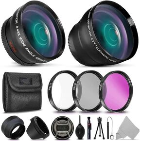 مجموعة ملحقات 52 مم الأساسية لـ Nikon D500 ، D750 ، D7200 D7100 D5300 D5200 D5100 D810 D610 D3300 D3200 D3100 D7000 D800 D600 D4X D3X Cameras and Lenses