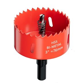 3 Inch (76mm) Industrial HSS Bi-Metal Hole Saw - Hole Saw Kit with Arbor for Wood, Plastic, Drywall, Metal Sheets & Ceiling Tiles - Anti-Vibration Pilot Bit Included for Large-Diameter Drilling