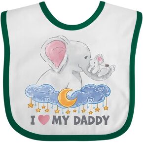 inktastic I Love My Daddy Cute Elephants with Moon and Stars Baby Bib