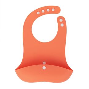 morepeas Roll & Snap Bib - Silicone Baby & Toddler Bib for Eating - Travel Essential, Adjustable Closure, Front Pocket for Food Catching
