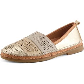 Spring Step Women's HIGHWEST Leather Slip-On Loafer with Perforated and Color-Blocked Whip-Stitch Detailing