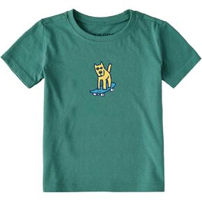 Life is Good. Toddler Rocket Skateboard SS Crusher Tee, Spruce Green, 4T