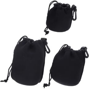 Angoily Travel Lens Protector Bag Camera Lens Pouch Case Drawstring Closure for Dslr Camera Accessories