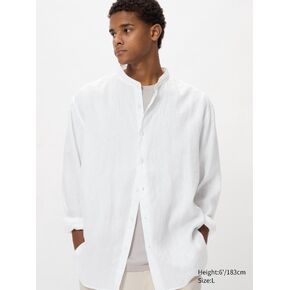 Uniqlo Premium Linen Shirt | Stand Collar