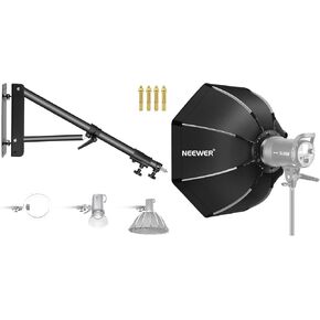 NEWER الجدار التثبيت المثلث ذراع الذراع للتصوير الفوتوغرافي ضوء القوي ، monolight ، softbox ، المظلة ، العاكس والضوء الدائري ، الدعم 180 درجة ، 35.4'OCTAGHAGH
