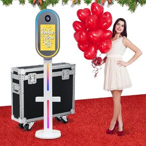 DSLR Photo Booth مع 15.6 بوصة شاشة اللمس صورة شخصية مرآة مرآة فوتوبوث تطبيق تطبيق التحكم عن بعد RGB الأضواء لأحداث حفل الزفاف استئجار عيد الميلاد (أبيض ، كشك صور مربعة)