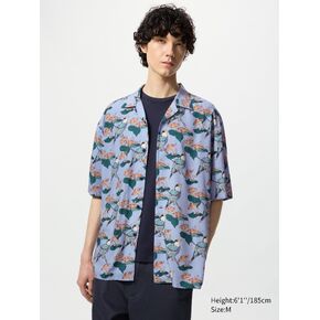 Uniqlo Open Collar Shirt | Short Sleeve | Edo Ukiyo-e Print