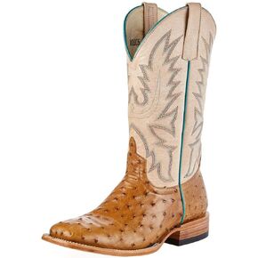 Macie Bean Women's Top Hand Antique Saddle Full Quill Ostrich Cowgirl Boot Brown 9 B