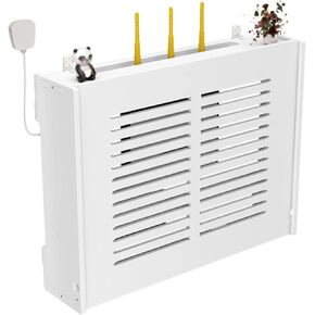 Router Shelf Wall Mount WiFi Router Storage Box, Router Rack WiFi Router Storage Box Wall Hanging, Cable Management Boxes, Home Decorative, Easy to Install (White 42x31x11cm)