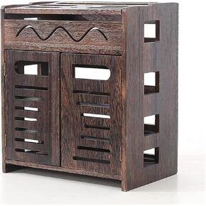WiFi Router Storage Box Wireless Router Storage Shelf Solid Wood Wireless Router Storage Box Desktop Set-Top Box Rack WiFi Box/Wood