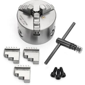K11 Series Lathe Chuck With 3-Jaw System,Precision Design,Steel - Body Construction,Easy Mounting For Woodturning & Metalworking Tools, 0.03mm Centering Accuracy(9.84in)