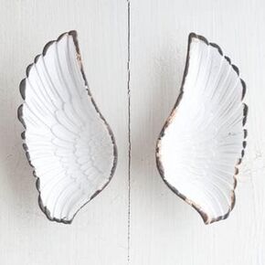 Wing Single Hole Small Handle Modern Minimalist Children's Room Wardrobe Door Art Knob and Pull Blue Wings Drawer Handle - (Color: a pair of white)
