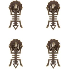 Chinese Style Pull Handles,Vintage Drawer Handles,4Pcs Chinese Style Vintage Furniture Drawer Window Brass Pulls Handle Jewelry Box Wardrobe Door