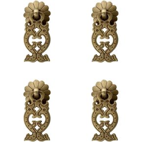 Chinese Style Pull Handles,Vintage Drawer Handles,4Pcs Chinese Style Vintage Furniture Drawer Window Brass Pulls Handle Jewelry Box Wardrobe Door
