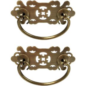 Chinese Style Pull Handles,Vintage Drawer Handles,2Pcs Antique Brass Vintage Style Pulls Handle Bookcase Wardrobe Drawer Handle Pure Copper Furniture