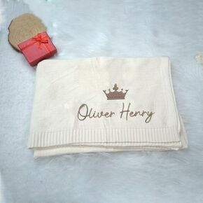IZI POD Personalized Embroidered Baby Name Blanket, Custom Knit Blanket, Embroidered Name Nursery, Newborn Baby Gifts, Gifts for Boy, Girl, Birthday, Christmas, idea 3