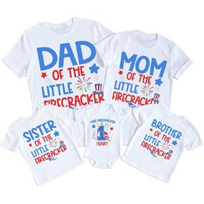 Custom Firecracker 4th of July 1st Birthday Matching Shirts, Boys Girls First Birthday Toddler Outfits, Firework Family Shirt