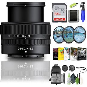 Nikon NIKKOR Z 24-50mm f/4-6.3 Lens (20096) + 64GB Memory Card + Filter Kit + Backpack + Card Reader + Corel Photo Software + Flex Tripod + Memory Wallet + Cap Keeper + Cleaning Kit (Renewed)