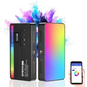 RGB LED Video Light 15 (W)/360 ° ألوان كاملة/CRI 96+/5000mAh بطارية/2800K-10000K على الإضاءة المصغرة على الكاميرا لإضاءة جيب مصغرة لمدونة مدونة يوتيوب ، ضوء كاميرا LED المحمولة.