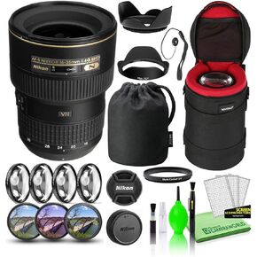 Nikon AF-S NIKKOR 16-35mm f/4G ED VR Zoom Lens (2182) Bundle Package with Padded Lens Case + Macro Filter Kit + UV, CPL, FL Lens Filters + Tulip Hood + Lens Cap Keeper + Lens Cleaning Kit
