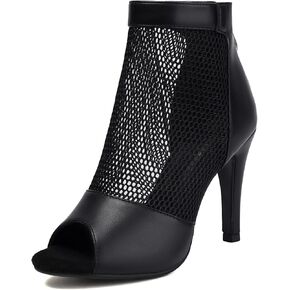 Fashion Peep Toe Mesh Air Snakeskin Booties Women Gladiator Summer Booties Open Toe Leopard Ankle Boots Stiletto High Heeled Dance Wedding Party Sandals