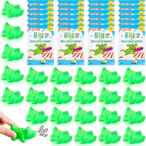 Sotiff 24 Sets Plastic Alligator Toy Rubber Crocodile Toy with Gift Cards Small Alligator Toys for School Students Kids Summer Supplies Party Favors